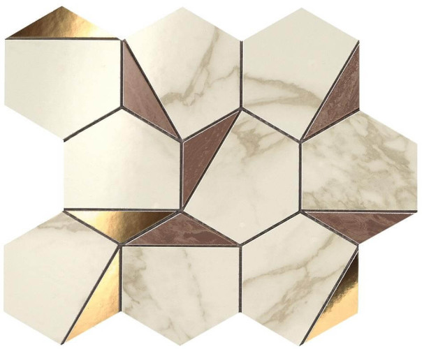 Мозаика Marvel Gold Hex Brown-Calacatta (9EHB) 25.1x29