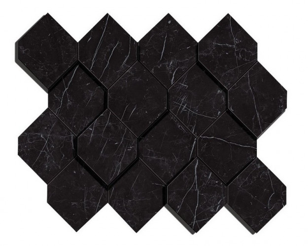 Мозаика Marvel Nero Marquina Mosaico Esagono 3D (AS4B)